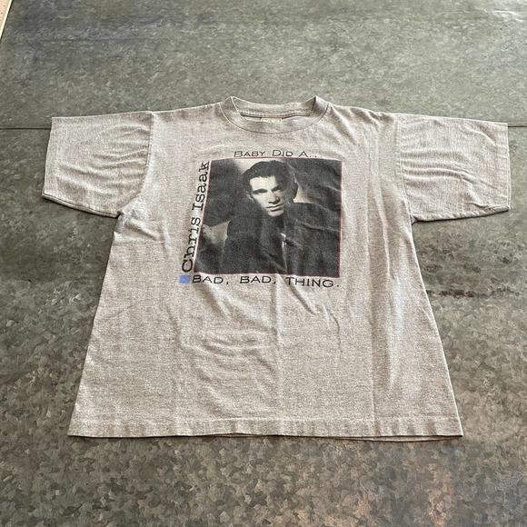Vintage Chris Isaak Signed Autographed Tee Shirt Gray Medium Baby Did Bad Thing - Picture 2 of 13